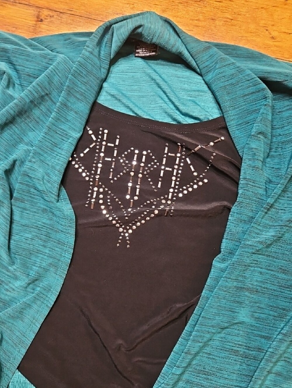 Elie Tahari Teal Ribbed Open Cardigan